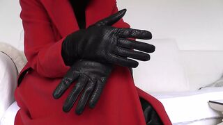 Lady Victoria Valente - Red Coat, Black Leather Pants, Beautiful Hands, Black Fingernails, Close-ups, JOI