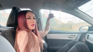 Italian Big Tits Milf Smoke Session in the car big boobs Long Hair fetish