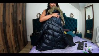 I Can't Get Enough of Masturbating with This Green Fur Long Jacket 189