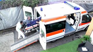 German - Hard sex in ambulance car