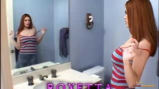 The stunning redhead is allowing two men to occupy every vacancy and relishes every second