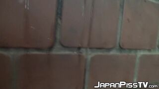Shameless Asian babe spied on while peeing outdoors
