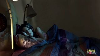 A seasoned woman was vocalizing profanity at a man's genital region while engaging in anal intercourse with her companion