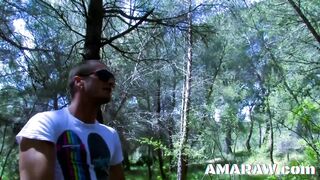 Big tits tattooed skank Damaris Leo fuking in the woods for a facial