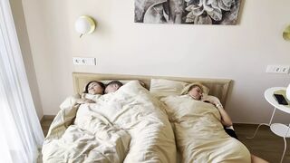 Morning Cuckold, Fucking MILF Blonde in Bed Wife Beside